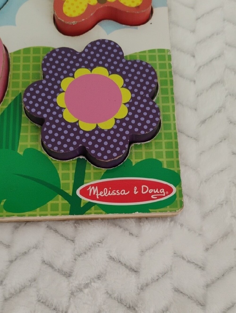 Melissa & Doug Bright Garden Wooden Peg Puzzle - Blue, Yellow, Pink, Purple, Red - Picture 2 of 3
